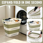 2 Pcs Collapsible Laundry Baskets for Clothes, 43L Plastic Laundry Hamper for Dorm Bedroom, Space Saving Pop-Up Laundry Hamper Container, Durable Foldable Laundry Basket with Handles (Matcha-Green) - Image 4