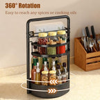 JEESA Rotating Spice Rack with Paper Towel Holder, Black - Image 2