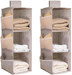 Hanging Closet Organizer, 4-Section Storage Shelves, Oxford Cloth with Mesh Pockets, (Gray, 3 Section) by Fasolara