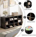 Shoe Storage Bench Cubby with 12 Cubbies, Wood Shoe Rack Organizer Cabinet - Image 4