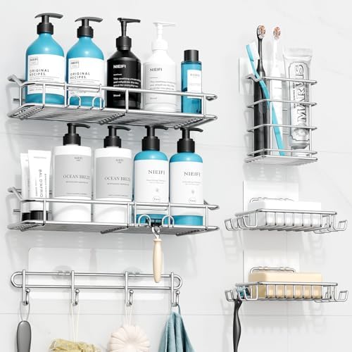 Nieifi Shower Caddy Adhesive, Shower Shelves, Shampoo Holder for Bathroom - Image 2