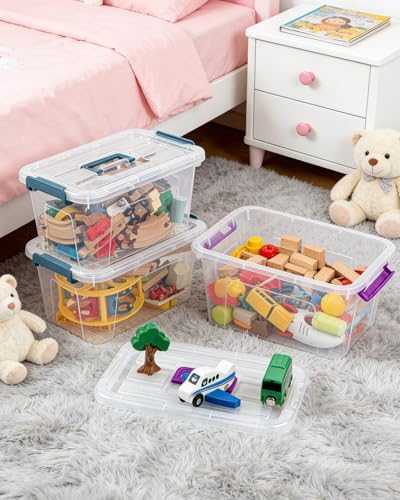 EOENVIVS Clear storage bins with lids 6 Pack, 7 Quart storage containers with lids, Stackable storage box Organizer for organizers and storage, Bedroom, Office, Classroom, Playroom & shoe boxes - Image 4
