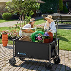 29.3" Collapsible Wagon Cart, 150L Heavy Duty Folding Utility Wagon with Wheels, 260 lbs Load, Portable Rolling Cart for Garden, Shopping, Sports, Camping, Black - Image 2