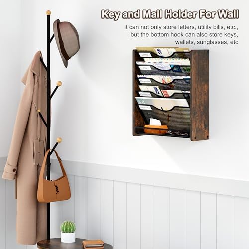 Wall File Organizer,6 Tier Mesh Mail Organizer Wall Mounted,Hanging File Holder,Magazine Rack for Documents,Magazine,Literature,File,Mails,Envelopes - Image 3