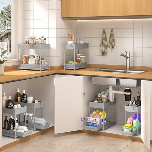 Sevenblue 4-Pack 2-Tier Under Sink Organizer with Pull Out Drawers - Image 3