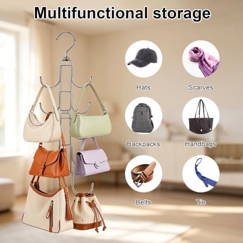 2pcs Purse Hangers for Closet with 20 Hooks Display Rack, Purse Organizer - Image 3