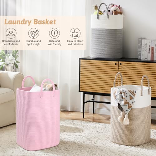 Artfeel Laundry Basket,Woven Cotton Rope Laundry Hamper,60L Versatile Storage for Dirty Clothes,Baby Toys,and Blankets in Bathroom, Nursery,and Living Room - Image 4