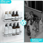 Shower Caddy Organizer with Hooks,Self Adhesive Bathroom Shelves,No Drilling Bathroom Organizers and Storage,Perfect for RV, Apartment, Home Decor,Silvery 4PCS - Image 4