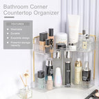 INVSSENE Corner Bathroom Countertop Organizer, Vanity Trays for Counter, Makeup Organizers, Perfume Tray, Kitchen Spice Rack, (Clear, 2 Tiers) - Image 4