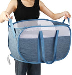 Collapsible Laundry Baskets, Tear Proof Pop Up Laundry Hamper with Dual Handles, Durable Foldable Laundry Basket, Easy to Carry Laundry Hamper for Home, Laundry Room, Bedroom, Dorm, Travel Blue by BATTOO