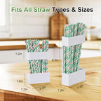 2 PACK Acrylic Straw Holder for Cabinet Doors, Reusable Straw Organizer with Ultra-Sticky Adhesive, Small Kitchen Accessories Container, Fits Both Short & Long Straws (White) - Image 2