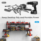 CCCEI Large Garage Tools Storage with Charging Station. Power Tool Battery Organizer Utility Shelf with Power Strip. 4 Drills Holder Wall Mount Rack. - Image 7
