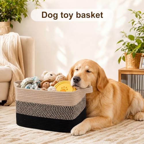 OIAHOMY Cotton Rope Storage Baskets for Organizing Black & Brown 3-Pack - Image 4