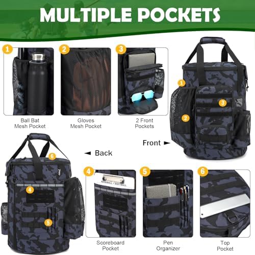 Baseball Bucket Bag, Softball Coaches Bags Fit 6 Gallon Buket - Image 3