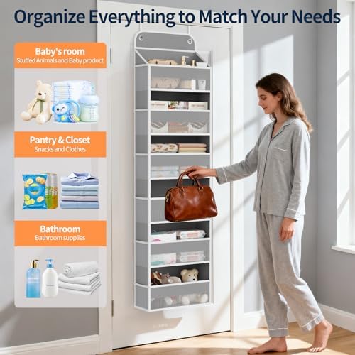 Yecaye 2 Pack Over The Door Organizer, 6-Tier Closet Door Hanging Organizer with 12 Mesh Pockets, Bathroom Organizers and Storage, Ultra Sturdy Large Capacity Over Door Storage Newborn Baby Essentials - Image 2