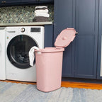 Mind Reader Slim Laundry Hamper with Lid, 60L Tall Clothes Basket, Narrow Tapered Design for Bathrooms, Closets and Laundry Rooms, Plastic, 2 Pack, Pink - Image 2