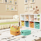 ORGIDOL Plastic Storage Basket with Lids 10 Pack Stackable Colorful Storage Bins Containers with Lid, Decorative Storage Boxes for Organizing Shelves, Drawers, Playroom, Classroom, Office, Closet - Image 3
