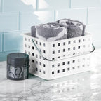 iDesign Portable Shower Caddy Basket with Handle, White - Image 3