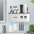 Toothbrush Holders for Bathrooms Wall Mounted, 6 Slot Toothbrush Holder with 2 Automatic Toothpaste Dispensers, 2 Magnetic Cups, Large Capacity Bathroom Organizer, Wall Storage with Drawer by BHeadCat