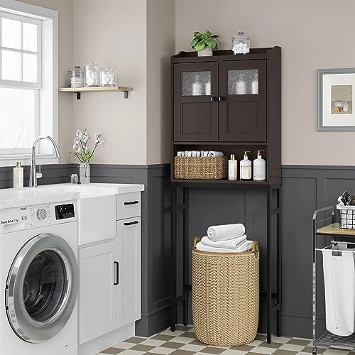 Over The Toilet Cabinet for Bathroom Storage, Over Toilet Storage Cabinet, Above Toilet Storage with 2 Doors and Adjustable Shelf Space Saver Cabinet Over Toilet Bathroom Organizer (Espresso) - Image 5