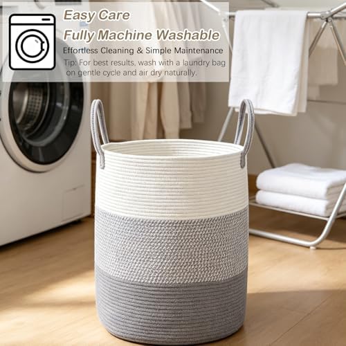 105L Extra Large Laundry Basket, Clothes Hamper with Handles- Grey - Image 6
