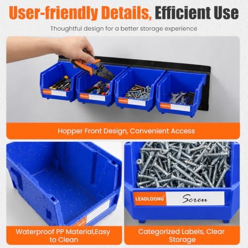 16pc Wall-Mounted Storage Organizer Set with Metal Rails Blue - Image 6