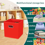 Black Foldable Storage Cubes Bins, Fabric Storage Box Cubes Organizer Baskets with Dual Handles for Home Organizer,Set of 3,(Red) - Image 3