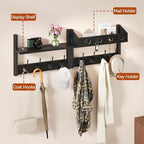 YMYNY 31.5" Coat and Key Rack Wall Mount with Shelf, Black, HWS007B-2 - Image 4