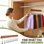 4-Pack Pants Hangers with Clips – 10 Clips Each, Space Saving Closet Organizer Hanger for Leggings, Jeans, Hats, Shorts, Belts, Scarves – Closet Organizer (4, Brown) - Image 6
