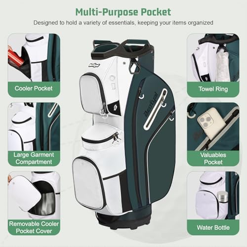 15 Way Golf Cart Bag with Organizer Top, Golf Club Cart Bag for Men - Image 3