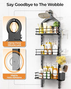 ODesign 3 Tier Adjustable Shower Caddy Hanging Over Head Anti-Swing Black - Image 5