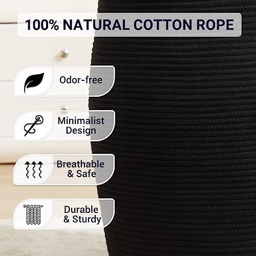 Extra Large Laundry Hamper Basket 105L Woven Blanket Basket, Black - Image 3