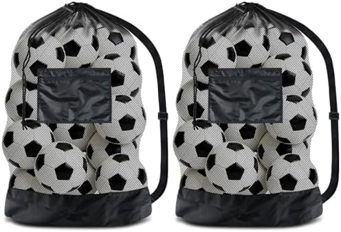 BROTOU Extra Large Soccer Ball Net Bag, 40" x 30" Drawstring Mesh Ball Bag by BROTOU