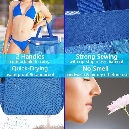 Fammart Mesh Shower Caddy Portable for College Dorm Room Essentials, Odorless Polyester Large Shower Tote Bag with Dual Handles, 8-Pocket Quick-Dry Toiletry Organizer for Travel, Beach, Camping, Gym - Image 6