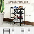 Expandable Shoe Rack, Heavy Duty Metal Shoe Organizer for Closet | 4Tier Heavy Duty Iron Adjustable Shoe Storage,Fits 12+ Pairs,Space-Saving,Non-Slip,Easy Assembly,For Doorway Entryway Bedroom - Image 2