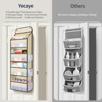 Yecaye Over The Door Organizer, Heavy Duty Hanging Organizers and Storage with 4 Large Capacity Pockets, Swing-Proof Behind The Door Storage for Bathroom Nursery Bedroom Dorm Closet, Beige,1Pc - Image 5