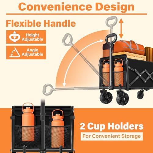 Wagons Carts Foldable,360lbs Collapsible Wagon with Wheels, Foldable Wagon - Image 6