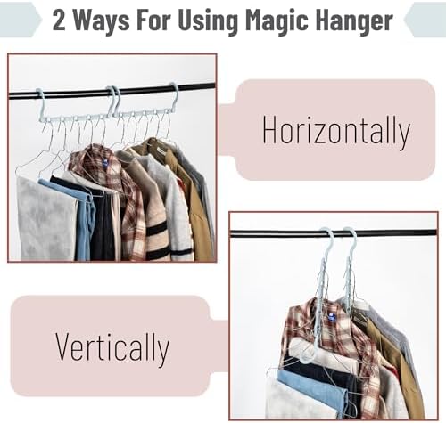 Mr. Pen- Space Saving Hangers, 16 pcs, 360° Rotating Hooks | Magic Cascading Hanger Organizer with 5 Enclosed Slots, Closet Organizers and Storage for Clothes - Image 4