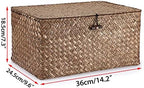 Hipiwe Wicker Shelf Baskets Bin with Lid Large Handwoven Basket Box, Coffee - Image 6