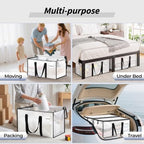 8 Pack Extra Large Clothes Storage Bins with Lids, Moving Bags, Clear | Storage Bags with Reinforced Handles & Heavy-Duty Zippers, Moving Boxes Totes for Clothes Packing, Dorms, College Supplies - Image 6