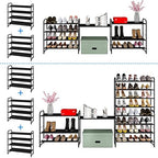 Simple Trending 4-Tier Stackable Shoe Rack, Expandable Shoe Shelf, Black - Image 6