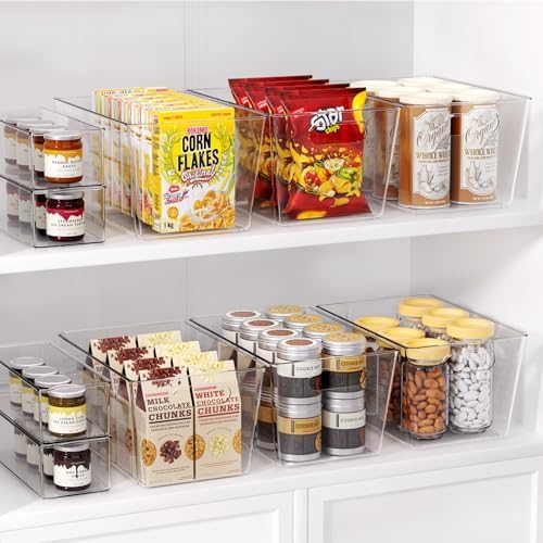 Set of 8 Pantry Organizers and Storage, Clear Plastic Bins(6L+2S) - Image 3