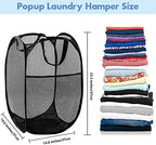 2 Pack Pop Up Laundry Hampers, 70 L Collapsible Foldable Mesh Basket, Black - Image 2