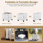 Goplus Foldable Utility Cart, Portable Rolling Crate Handcart with 4 Rotate Wheels, Telescoping Handle, Lid & Cup Holder for Travel, Shopping, Luggage, Grocery, Office & Teacher (White) - Image 3