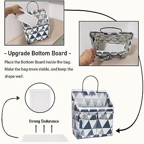 Kanrichu 2pcs Small Wall Hanging Organizer Bag, Linen Fabric Door Hanging Storage Basket with Pockets, Waterproof Bin for Kitchen, Bedroom, Office, RV Camper (Triangle) - Image 2