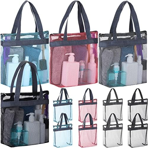 12 Pcs Mesh Shower Caddy Portable 12.2 x 10.24 In Large Gym Shower Bag Bulk with Zipper Quick Dry Shower Bag Hanging Toiletry and Bath Organizer for Swimming Camping Travel College Dorm Beach Sports by Patelai