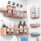 NESOMI Shower Caddy Adhesive Shower Organizer 7-Pack, Rustproof Stainless Steel Bathroom Shelves, Large Capacity No-Drill Rack Storage Accessories with Soap Dish Toothbrush Holder Hooks by OrganizeYourHomeEssentials