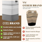 Laundry Hamper, 95L Tall Laundry Basket with Leather Handles, Rectangle Large Clothes Hamper for Organizing, Cotton Woven Laundry Baskets Storage Hampers for Bedroom, Nursery, Living Room - Image 5