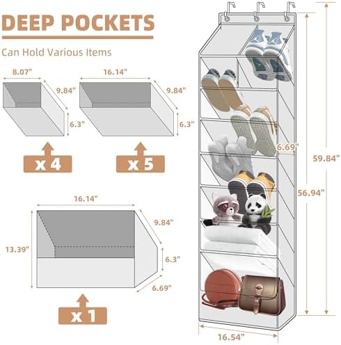 STORAGE MANIAC Over the Door Shoe Organizer Heavy-Duty Large Deep Pocket Hanging Shoe Organizer Shoe Rack Door Closet Shoe Organizer for Wall, Dorm & Narrow Door Storage Shoe Holder Oat Beige, 1 Pack - Image 3