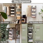 StorageWorks 3-Shelf Hanging Closet Organizer with Half Compartment | Add More Storage to Small Closets with 3 Shelves, a Side Pocket and Half Compartment, Ideal for Bedrooms, Dorms and RVs, Grey - Image 5